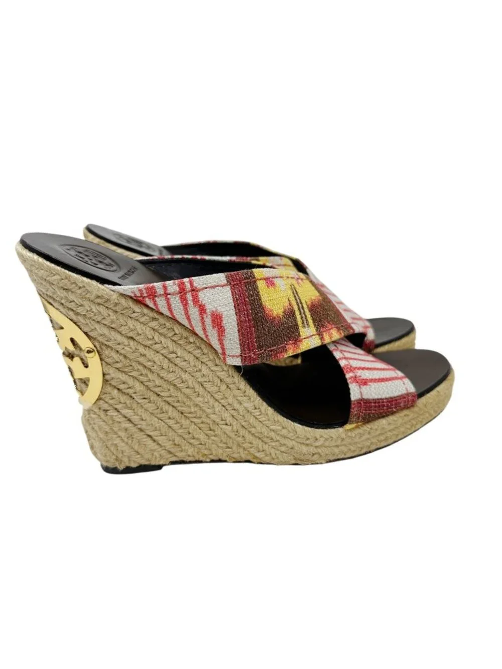 Tory Burch Kristen Espadrille Wedge Sandals Aztec Tribal Print Size 9